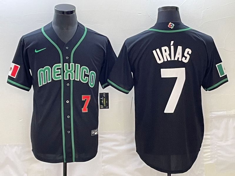 Men 2023 World Cub Mexico 7 Urias Black Nike MLB Jersey22